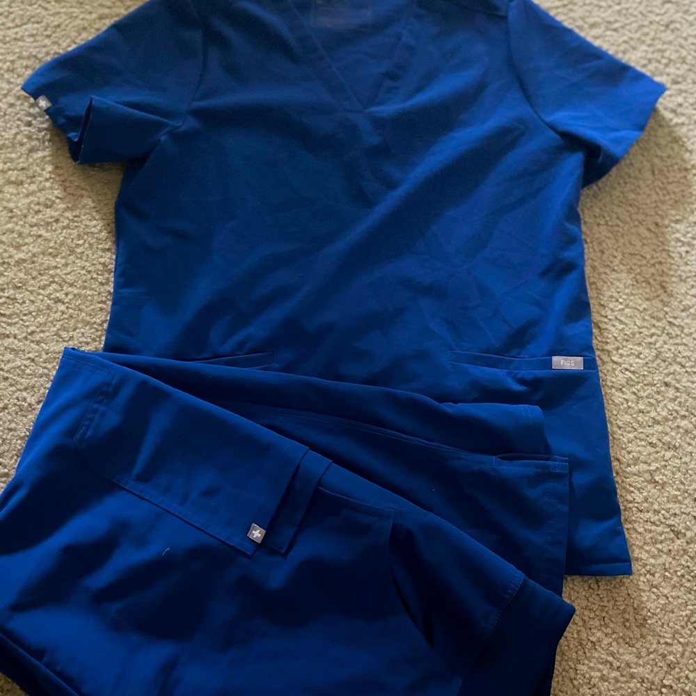 Figs Electric Blue Scrub Set Size M